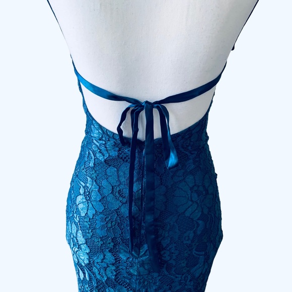 LULU’S WISHFUL WANDERING BLUE LACE BODYCON MIDI DRESS - Picture 12 of 16